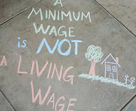 sidewalk chalk drawing living wage